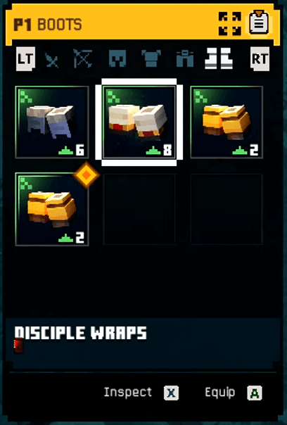 The boots tab of the in-game inventory